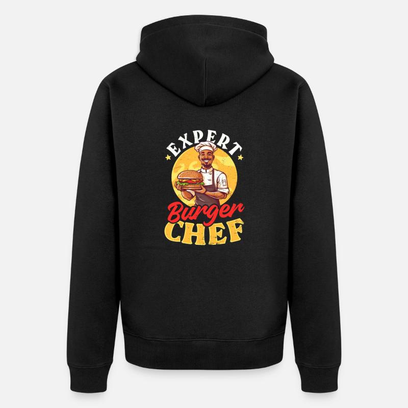 Kochmesser Experte Burger Chef - Unisex Premium Bio Zip Hoodie - Schwarz