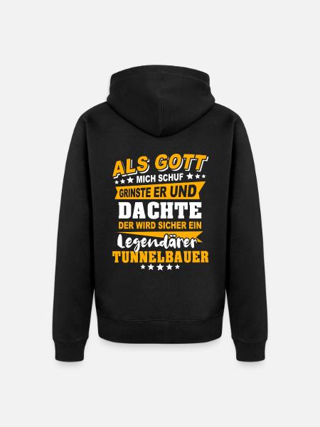 Tunnelbauer Sprüche - Unisex Premium Bio Zip Hoodie - Schwarz