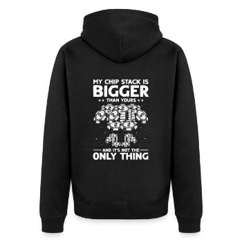 Poker Pokerspieler - Unisex Premium Bio Zip Hoodie - Schwarz - Hinten - Nico (187cm)
