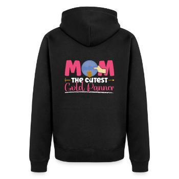 Mama - The Cutest Gold Panner - Gold Prospecting - Unisex Premium Organic Zip Hoodie - black - Back - Nico (187cm)