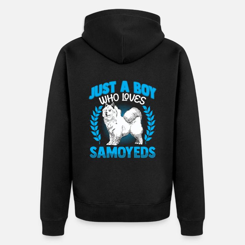 Junge der Samojede liebt Samojedenspitz - Unisex Premium Bio Zip Hoodie - Schwarz