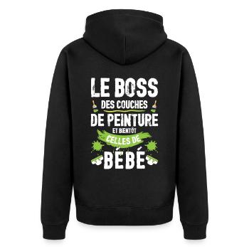 Annonce Grossesse Papa Peintre Bâtiment Humour - Veste à capuche bio Premium Unisexe - noir - Dos - Nico (187cm)
