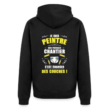 Annonce Grossesse Papa Peintre Bâtiment Humour - Veste à capuche bio Premium Unisexe - noir - Dos - Nico (187cm)