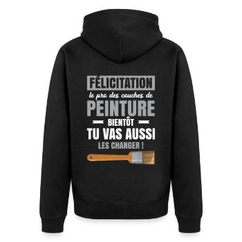 Annonce Grossesse Papa Peintre Bâtiment Humour - Veste à capuche bio Premium Unisexe - noir - Dos - Nico (187cm)