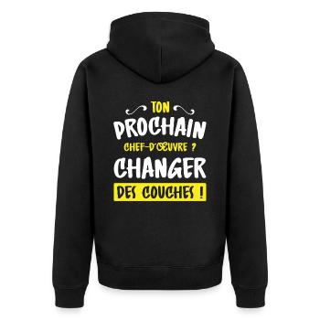 Annonce Grossesse Papa Peintre Bâtiment Humour - Veste à capuche bio Premium Unisexe - noir - Dos - Nico (187cm)