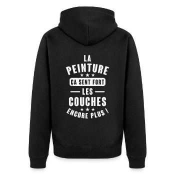 Annonce Grossesse Papa Peintre Bâtiment Humour - Veste à capuche bio Premium Unisexe - noir - Dos - Nico (187cm)