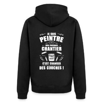 Annonce Grossesse Papa Peintre Bâtiment Humour - Veste à capuche bio Premium Unisexe - noir - Dos - Nico (187cm)