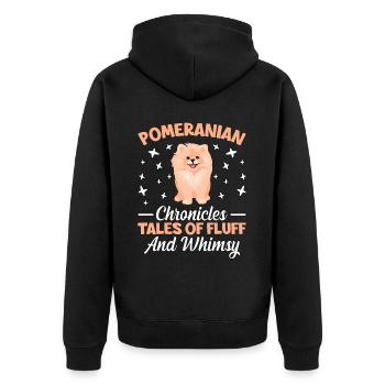 Pomeranian Chronicles Tales of Fluff and Whimsy - Unisex Premium Bio Zip Hoodie - Schwarz - Hinten - Nico (187cm)