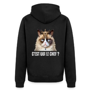 Cadeau c'est qui le chef chat memes couronne - Veste à capuche bio Premium Unisexe - noir - Dos - Nico (187cm)