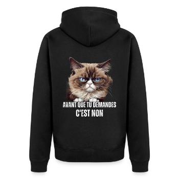 Cadeau Humour propriétaire chat memes sarcasme - Veste à capuche bio Premium Unisexe - noir - Dos - Nico (187cm)