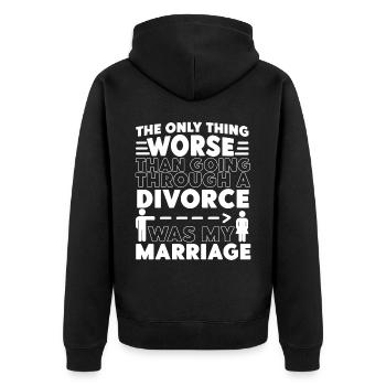 Happy Divorce Party The Only Thing - Unisex Premium Bio Zip Hoodie - Schwarz - Hinten - Nico (187cm)