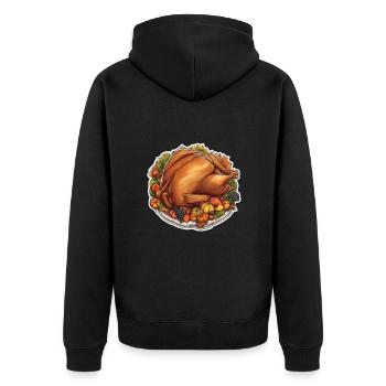 Thanksgiving Truthahn Herbst Erntedankfest - Unisex Premium Bio Zip Hoodie - Schwarz - Hinten - Nico (187cm)