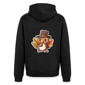 Thanksgiving Truthahn Herbst Erntedankfest - Unisex Premium Bio Zip Hoodie - Schwarz - Hinten - Nico (187cm)