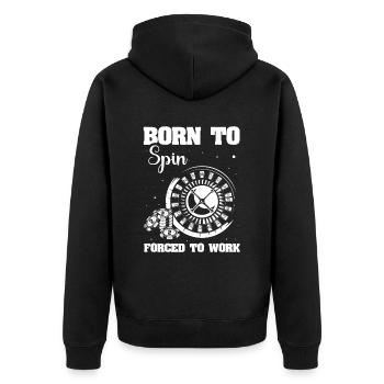 Casino - Unisex Premium Bio Zip Hoodie - Schwarz - Hinten - Nico (187cm)