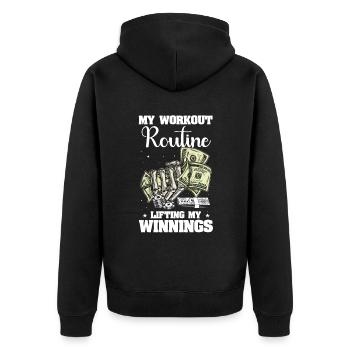 Casino Gambler Gambling - Unisex Premium Bio Zip Hoodie - Schwarz - Hinten - Nico (187cm)