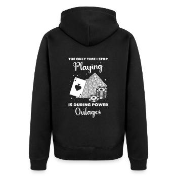 Casino - Unisex Premium Bio Zip Hoodie - Schwarz - Hinten - Nico (187cm)