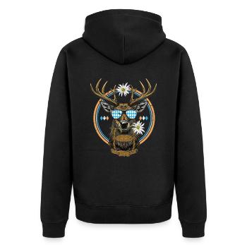Hirschkopf Sunglasses Bavaria Volksfest Lausbua - Unisex Premium Organic Zip Hoodie - black - Back - Nico (187cm)