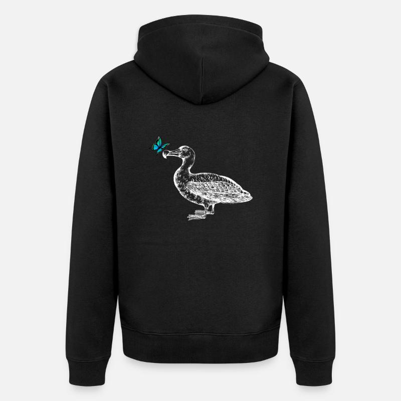 Möwe mit Schmetterling - Unisex Premium Bio Zip Hoodie - Schwarz