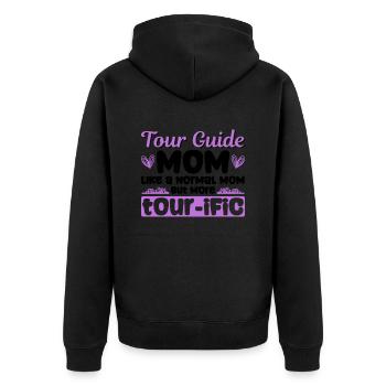 Reiseführer-mutter-design Für Eine - Unisex Premium Organic Zip Hoodie - black - Back - Nico (187cm)