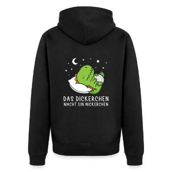 Dickerchen macht Nickerchen Sleepysaurus - Unisex Premium Bio Zip Hoodie - Schwarz - Hinten - Nico (187cm)