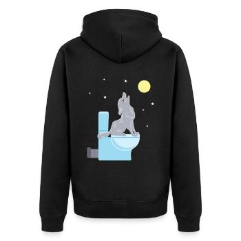 Wolf Toilet Toilet Howling Wilderness Wild Animal - Unisex Premium Organic Zip Hoodie - black - Back - Nico (187cm)