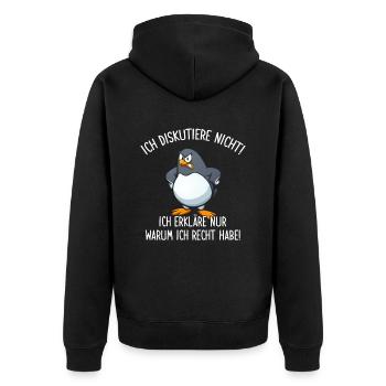 Ich Diskutiere nicht Erkläre warum ich Recht habe - Unisex Premium Bio Zip Hoodie - Schwarz - Hinten - Nico (187cm)