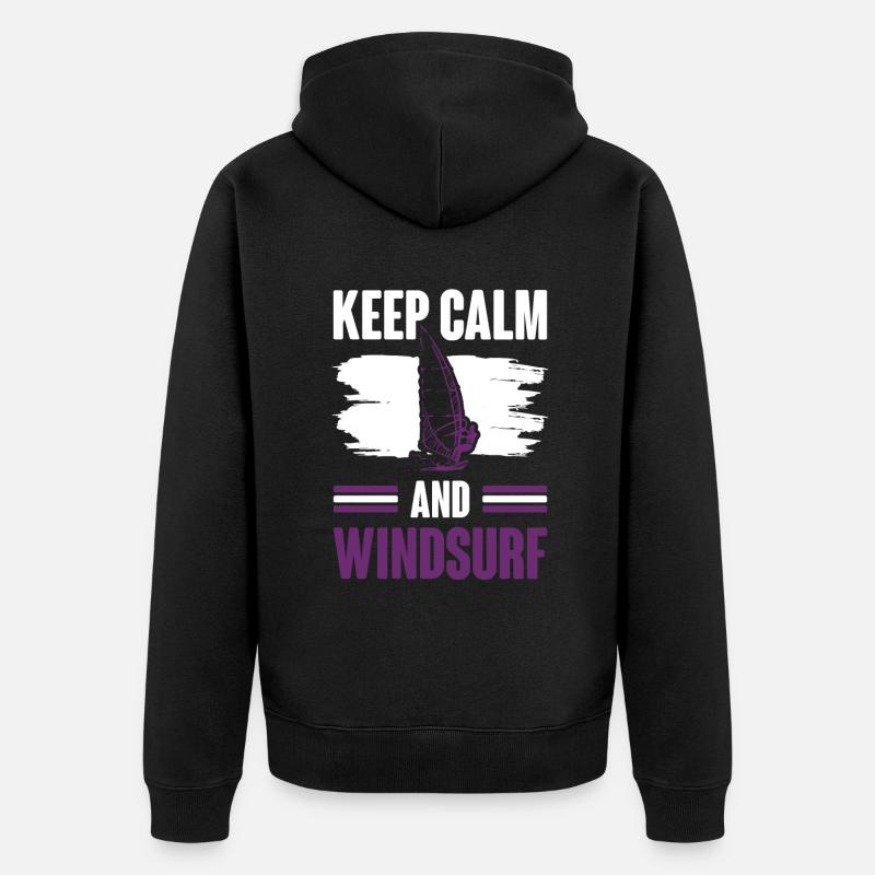 keep calm windsurfen - Unisex Premium Bio Zip Hoodie - Schwarz