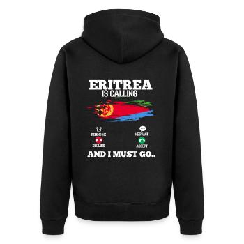 Eritrea - Unisex Premium Bio Zip Hoodie - Schwarz - Hinten - Nico (187cm)