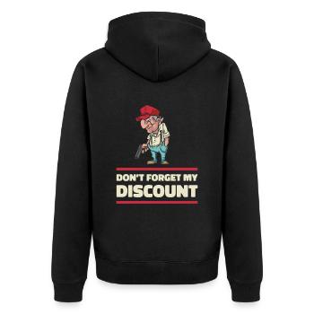 Pension de retraité drôle N’oubliez pas ma réduction - Veste à capuche bio Premium Unisexe - noir - Dos - Nico (187cm)