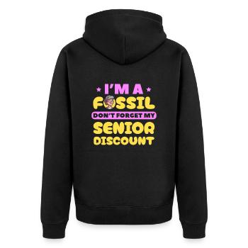 Rentner Rente Lustig Dont Forget My Discount - Unisex Premium Bio Zip Hoodie - Schwarz - Hinten - Nico (187cm)