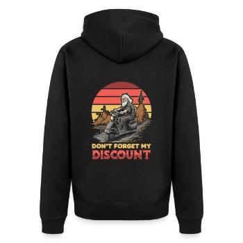Rentner Rente Lustig Dont Forget My Discount - Unisex Premium Bio Zip Hoodie - Schwarz - Hinten - Nico (187cm)