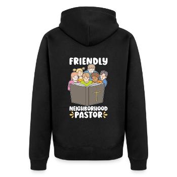Clergé Quartier Amical Pasteur Christianisme - Veste à capuche bio Premium Unisexe - noir - Dos - Nico (187cm)
