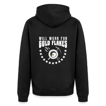 Works for gold flakes - Gold Panning Mining - Unisex Premium Organic Zip Hoodie - black - Back - Nico (187cm)