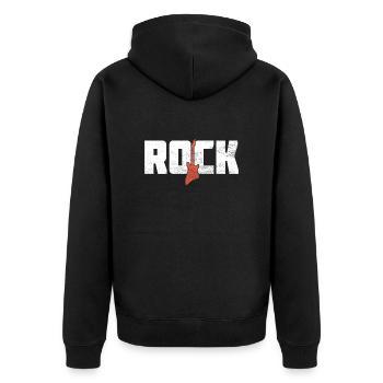 Rock - Unisex Premium Bio Zip Hoodie - Schwarz - Hinten - Nico (187cm)
