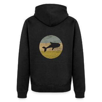Fish - Unisex Premium Organic Zip Hoodie - black - Back - Nico (187cm)