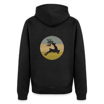 Elk - Unisex Premium Organic Zip Hoodie - black - Back - Nico (187cm)