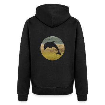 Delfin - Unisex Premium Bio Zip Hoodie - Schwarz - Hinten - Nico (187cm)
