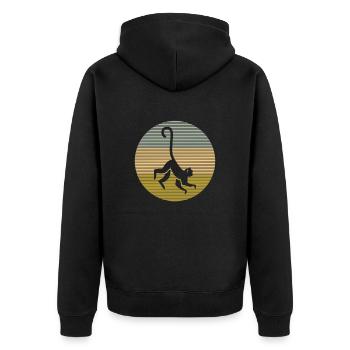 Affe - Unisex Premium Bio Zip Hoodie - Schwarz - Hinten - Nico (187cm)