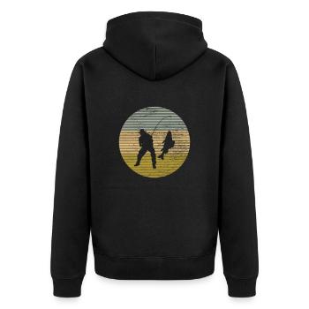 Angling - Unisex Premium Organic Zip Hoodie - black - Back - Nico (187cm)