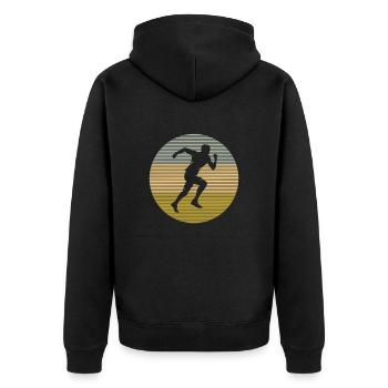 Joggen - Unisex Premium Bio Zip Hoodie - Schwarz - Hinten - Nico (187cm)