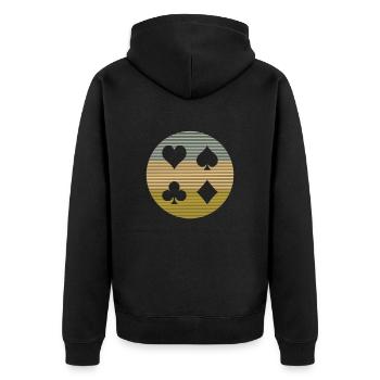 Poker - Unisex Premium Bio Zip Hoodie - Schwarz - Hinten - Nico (187cm)