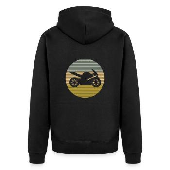 Motorcycle - Unisex Premium Organic Zip Hoodie - black - Back - Nico (187cm)