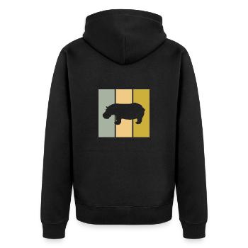 Nilpferd - Unisex Premium Bio Zip Hoodie - Schwarz - Hinten - Nico (187cm)