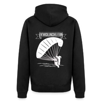 Gleitsegeln Paragliding Paragliderin - Unisex Premium Bio Zip Hoodie - Schwarz - Hinten - Nico (187cm)