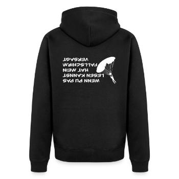 Fallschirm Skydiving Fallschirmspringer - Unisex Premium Bio Zip Hoodie - Schwarz - Hinten - Nico (187cm)