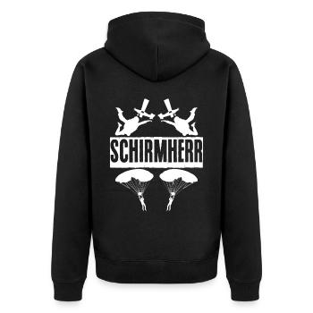 Fallschirm Skydiving Fallschirmspringen - Unisex Premium Bio Zip Hoodie - Schwarz - Hinten - Nico (187cm)