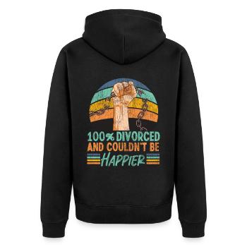 Happy Divorce Party 100% Divorced - Unisex Premium Organic Zip Hoodie - black - Back - Nico (187cm)