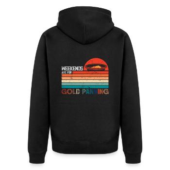 Wochenenden sind zum Goldwaschen da Goldschürfen - Unisex Premium Bio Zip Hoodie - Schwarz - Hinten - Nico (187cm)