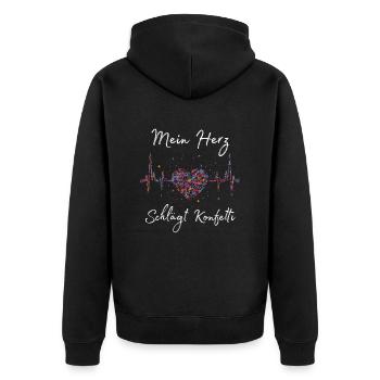 Mein Herz schlägt Konfetti - Unisex Premium Bio Zip Hoodie - Schwarz - Hinten - Nico (187cm)