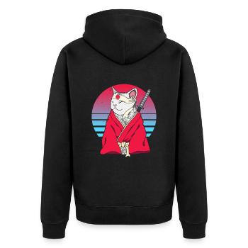 Samurai Japon Vaporwave Ninja Anime Cat - Veste à capuche bio Premium Unisexe - noir - Dos - Nico (187cm)
